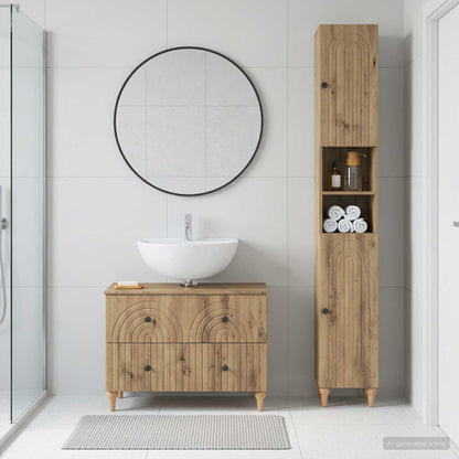 2 Piece Bathroom Cabinet Set ALKMAAR Artisan Oak Round stripes