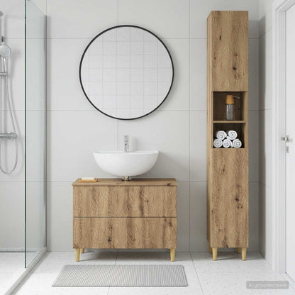 2 Piece Bathroom Cabinet Set ALKMAAR Artisan Oak Leaf pattern