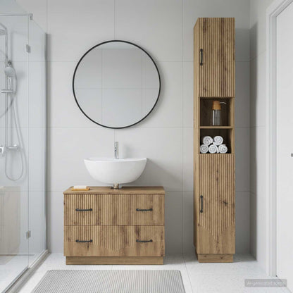 2 Piece Bathroom Cabinet Set ALKMAAR Artisan Oak V-shape stripes