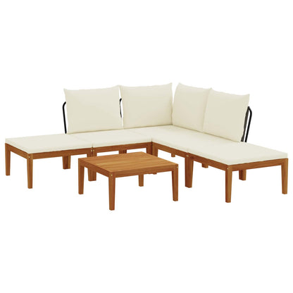 vidaXL 6 pcs Solid Acacia Wood & Rope Natural 2