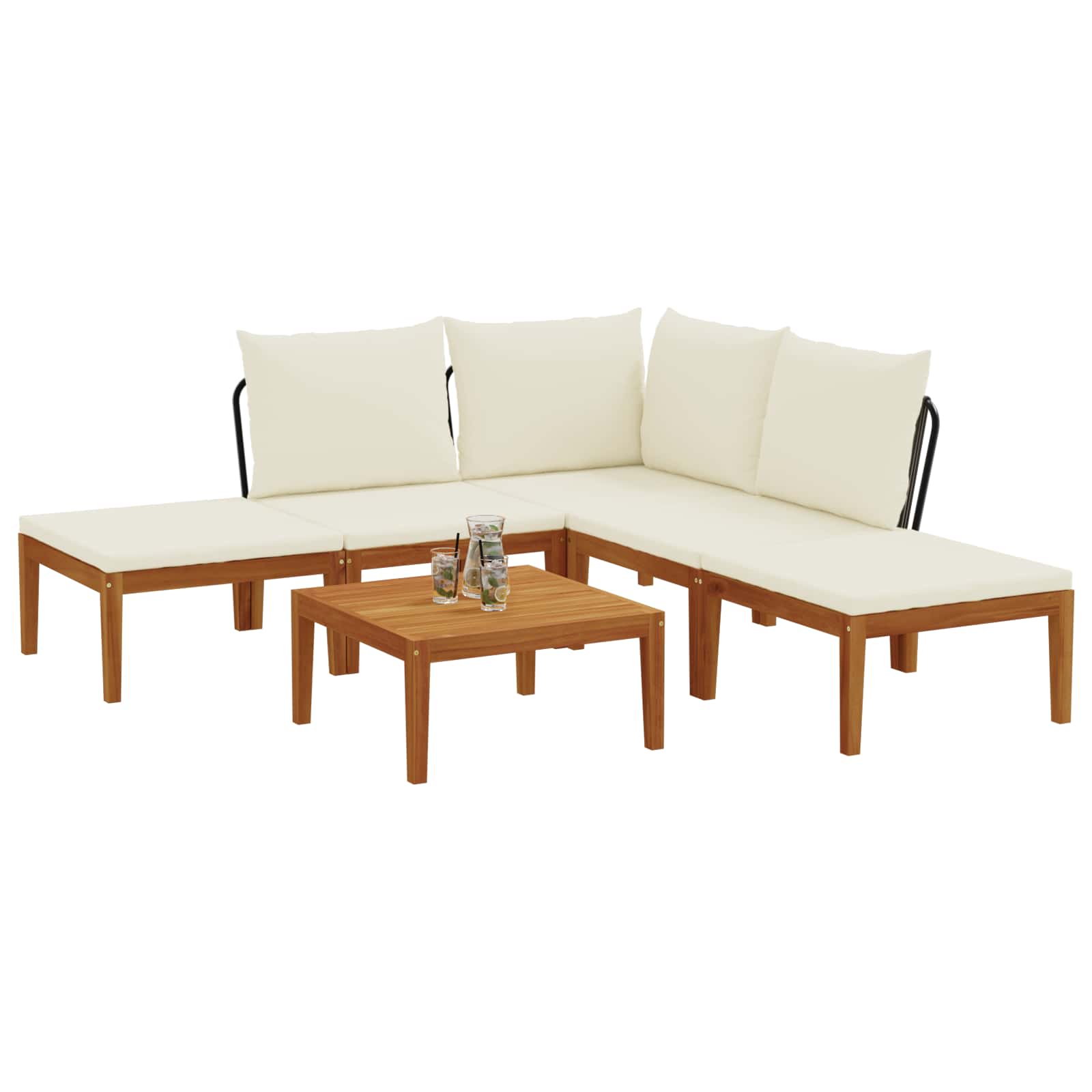 vidaXL 6 pcs Solid Acacia Wood & Rope Natural 3