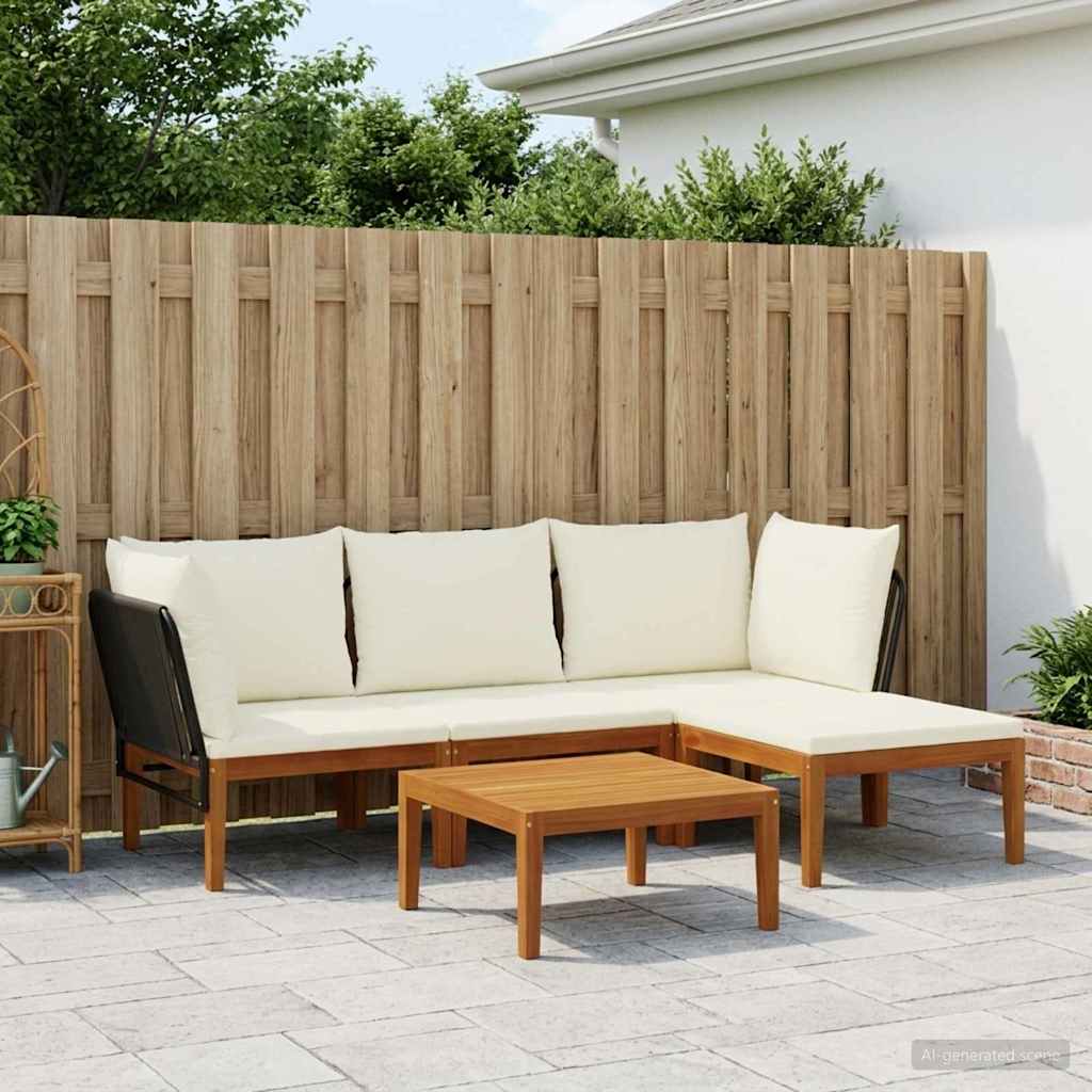 vidaXL 5 pcs Solid Acacia Wood & Rope Natural 1