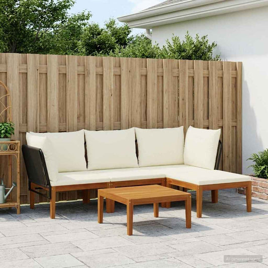 vidaXL 5 pcs Solid Acacia Wood & Rope Natural 1