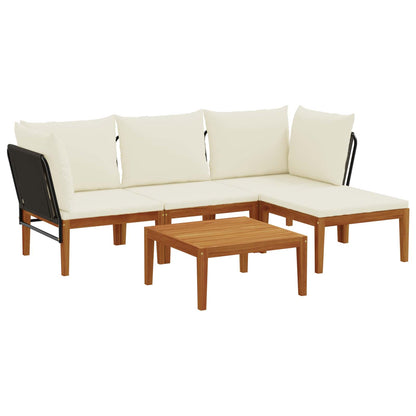 vidaXL 5 pcs Solid Acacia Wood & Rope Natural 2