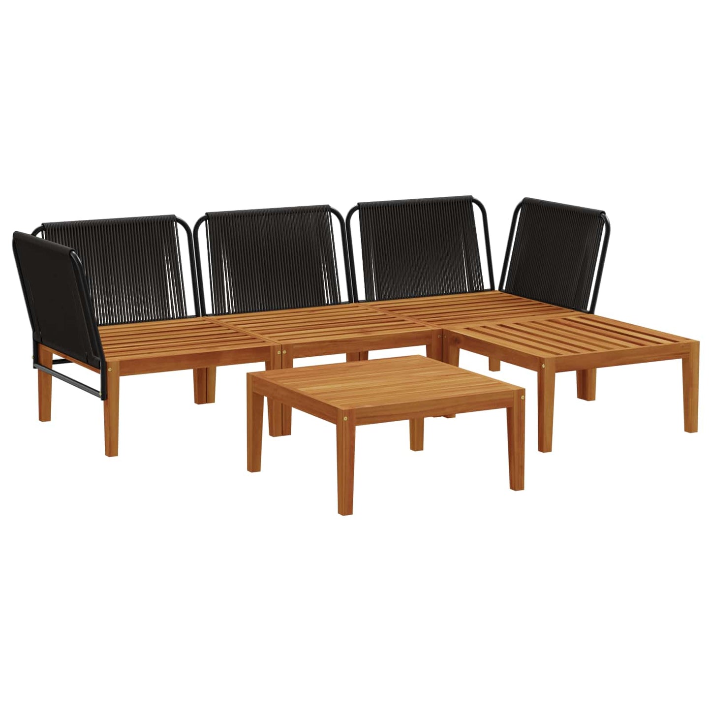 vidaXL 5 pcs Solid Acacia Wood & Rope Natural 4