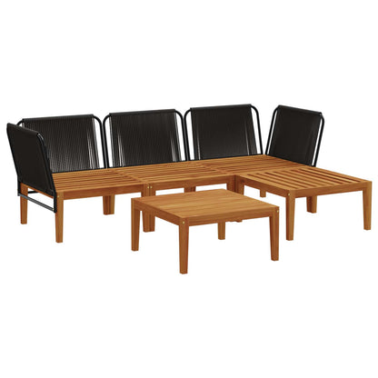 vidaXL 5 pcs Solid Acacia Wood & Rope Natural 4