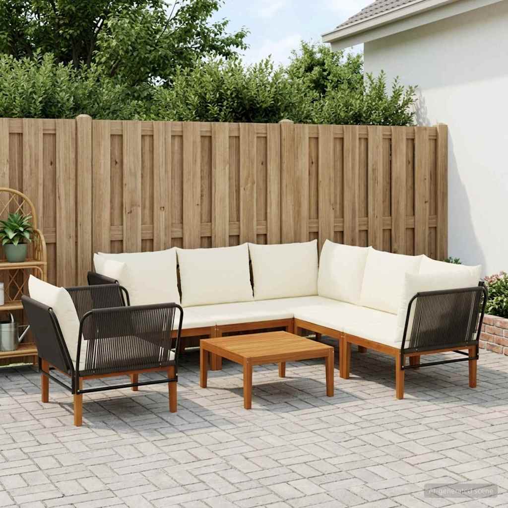 vidaXL 7 pcs Solid Acacia Wood & Rope Natural 1
