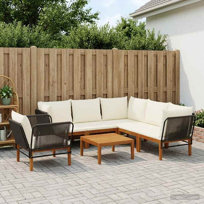 vidaXL 7 pcs Solid Acacia Wood & Rope Natural 1
