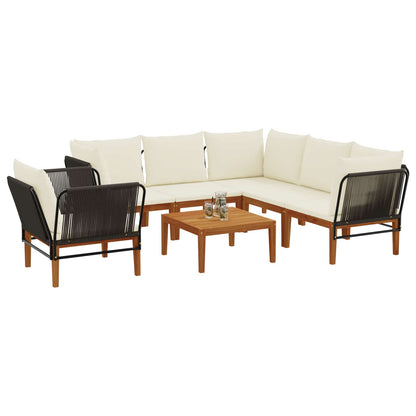 vidaXL 7 pcs Solid Acacia Wood & Rope Natural 3