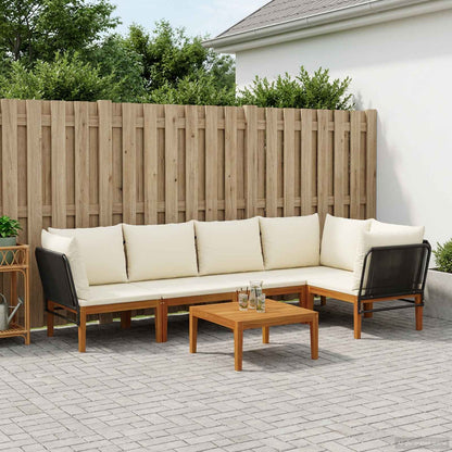 vidaXL 6 pcs Solid Acacia Wood & Rope Natural 1