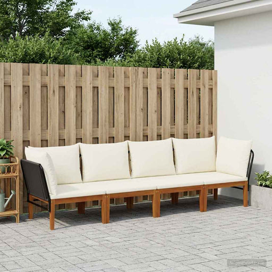 vidaXL 4 pcs Solid Acacia Wood & Rope Natural 1