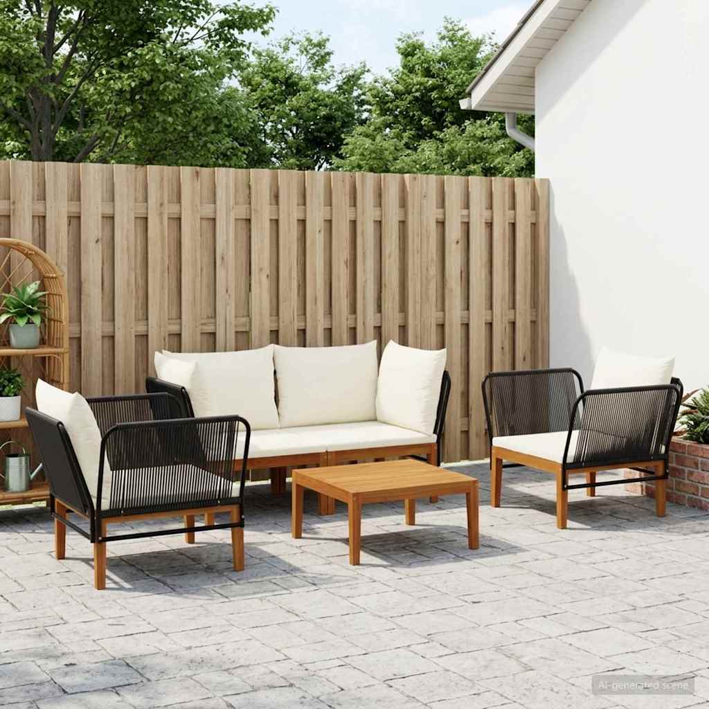 vidaXL 5 pcs Solid Acacia Wood & Rope Natural 1