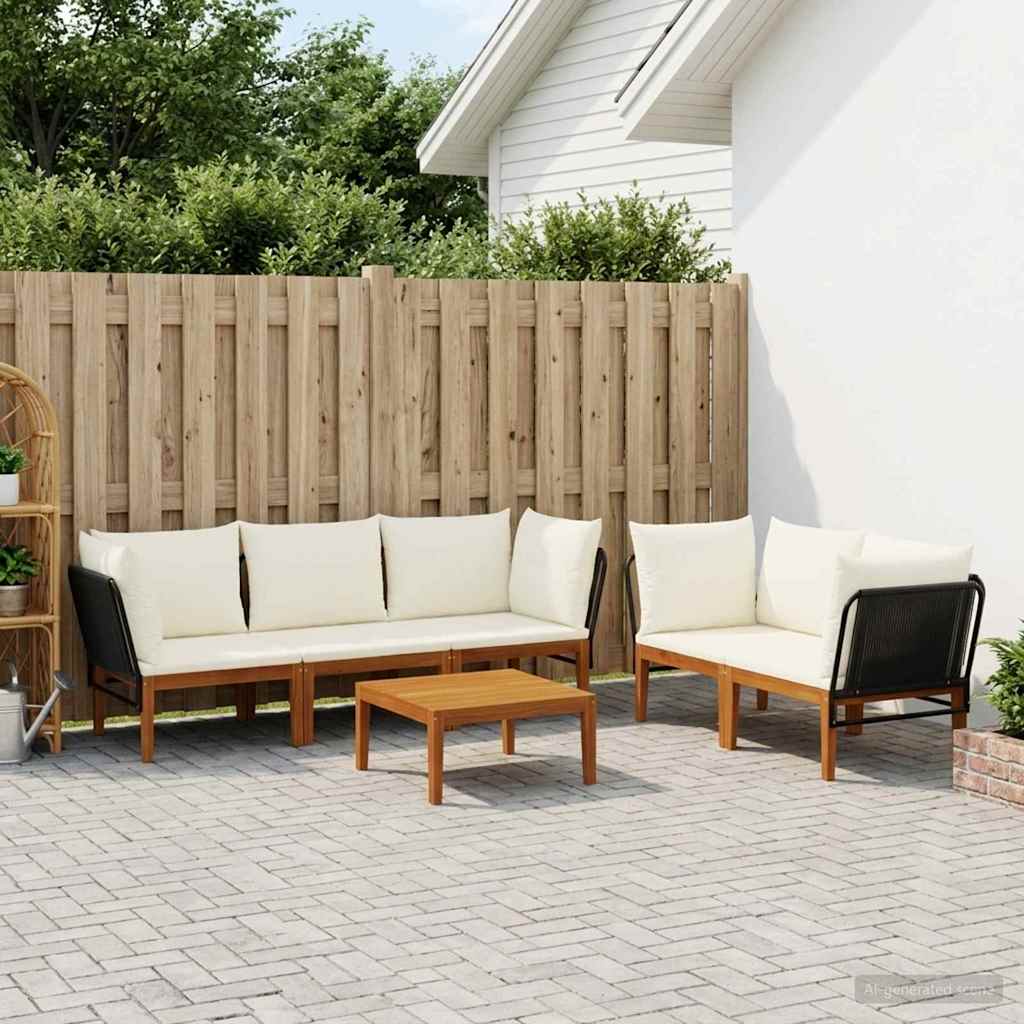 vidaXL 6 pcs Solid Acacia Wood & Rope Natural 1