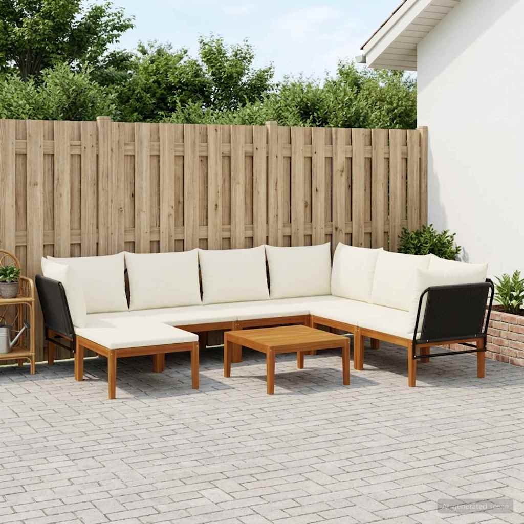 vidaXL 8 pcs Solid Acacia Wood & Rope Natural 1