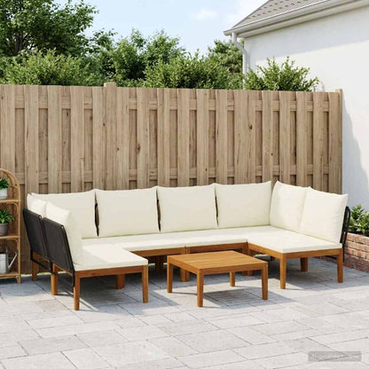 vidaXL 7 pcs Solid Acacia Wood & Rope Natural 1