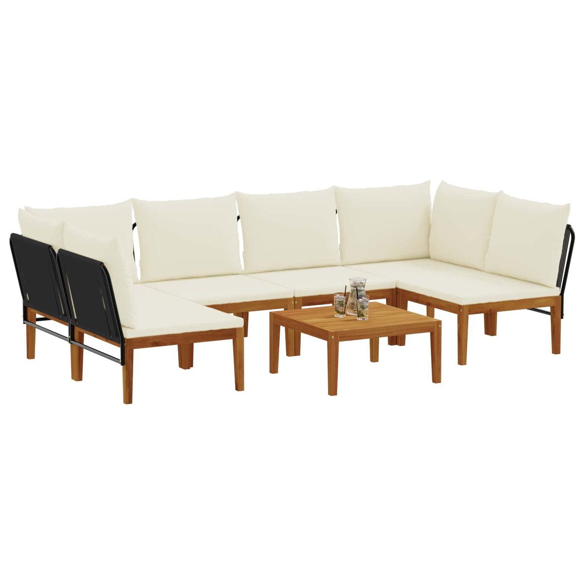 vidaXL 7 pcs Solid Acacia Wood & Rope Natural 3