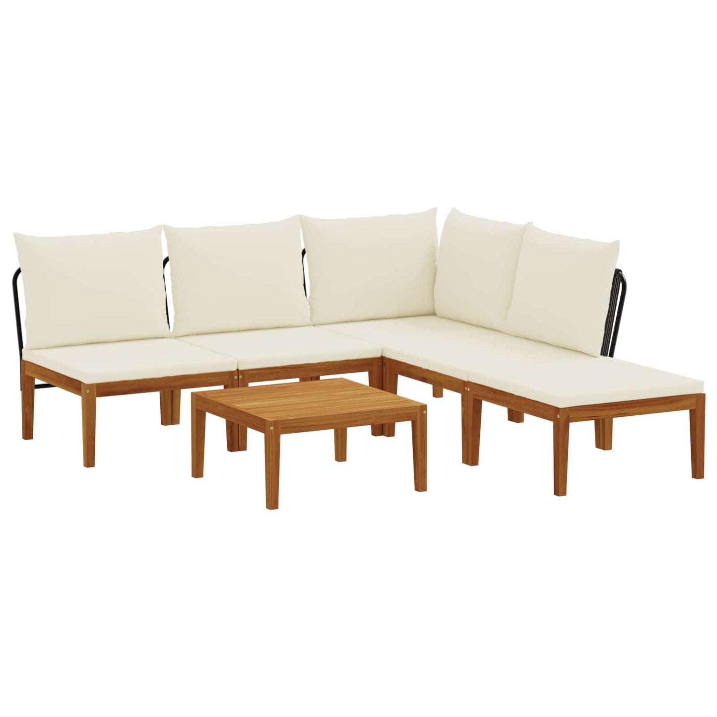vidaXL 6 pcs Solid Acacia Wood & Rope Natural 2