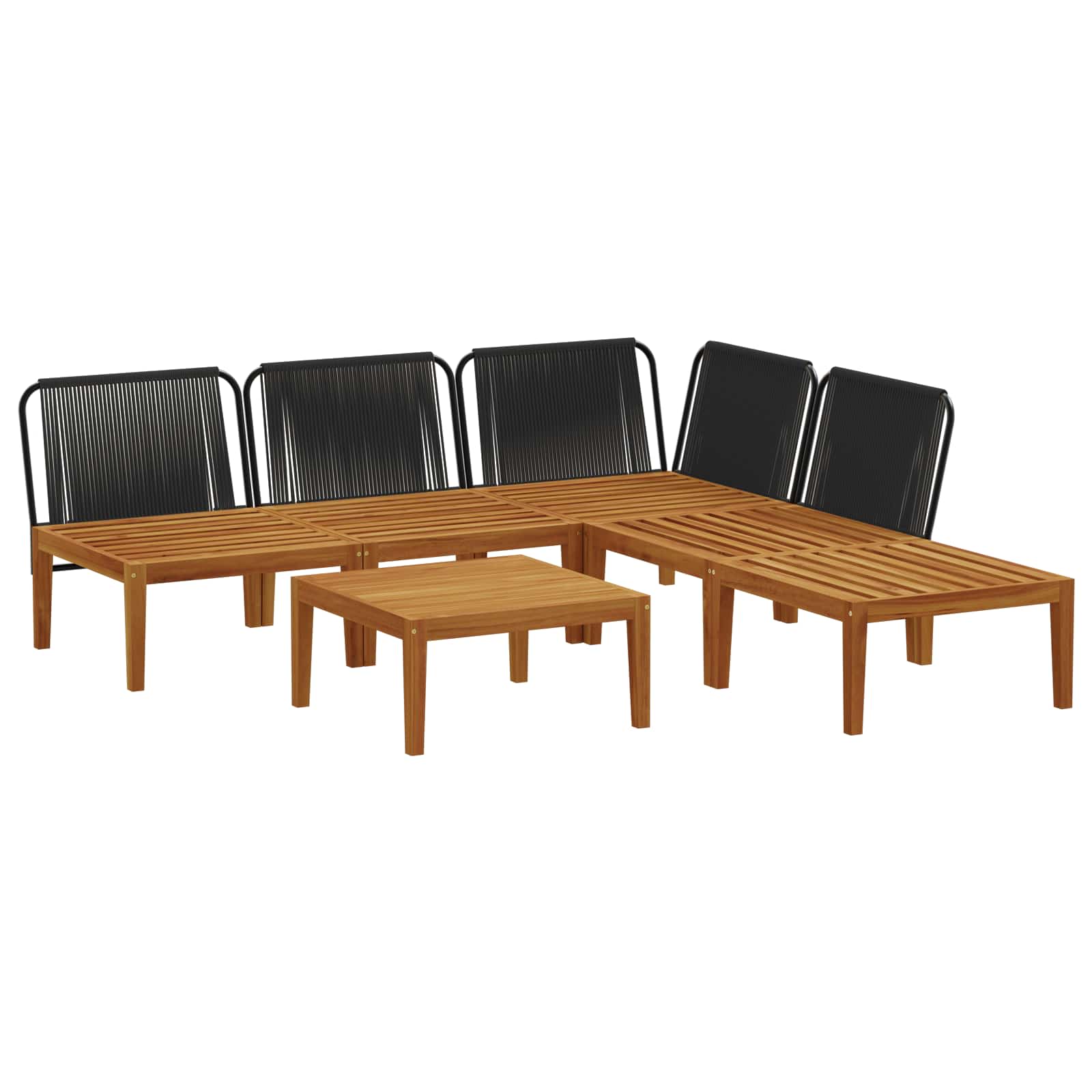 vidaXL 6 pcs Solid Acacia Wood & Rope Natural 4