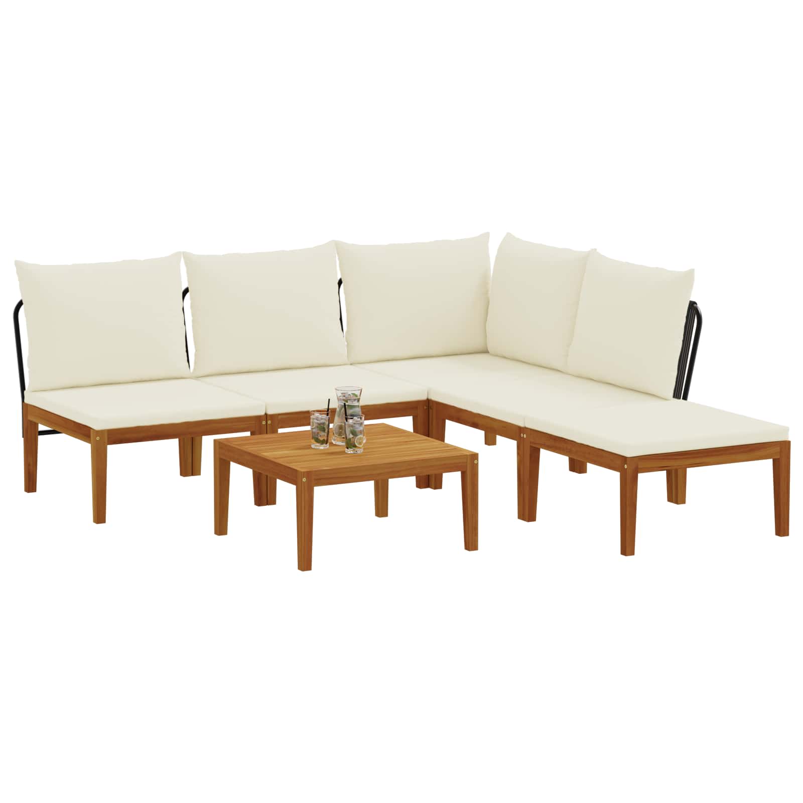 vidaXL 6 pcs Solid Acacia Wood & Rope Natural 3