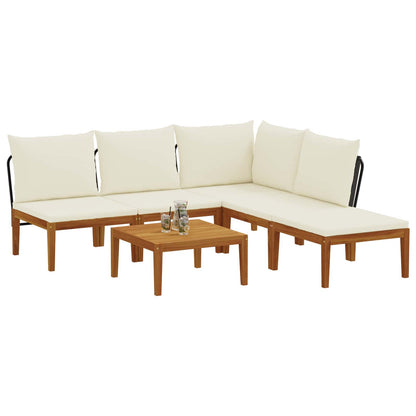 vidaXL 6 pcs Solid Acacia Wood & Rope Natural 3