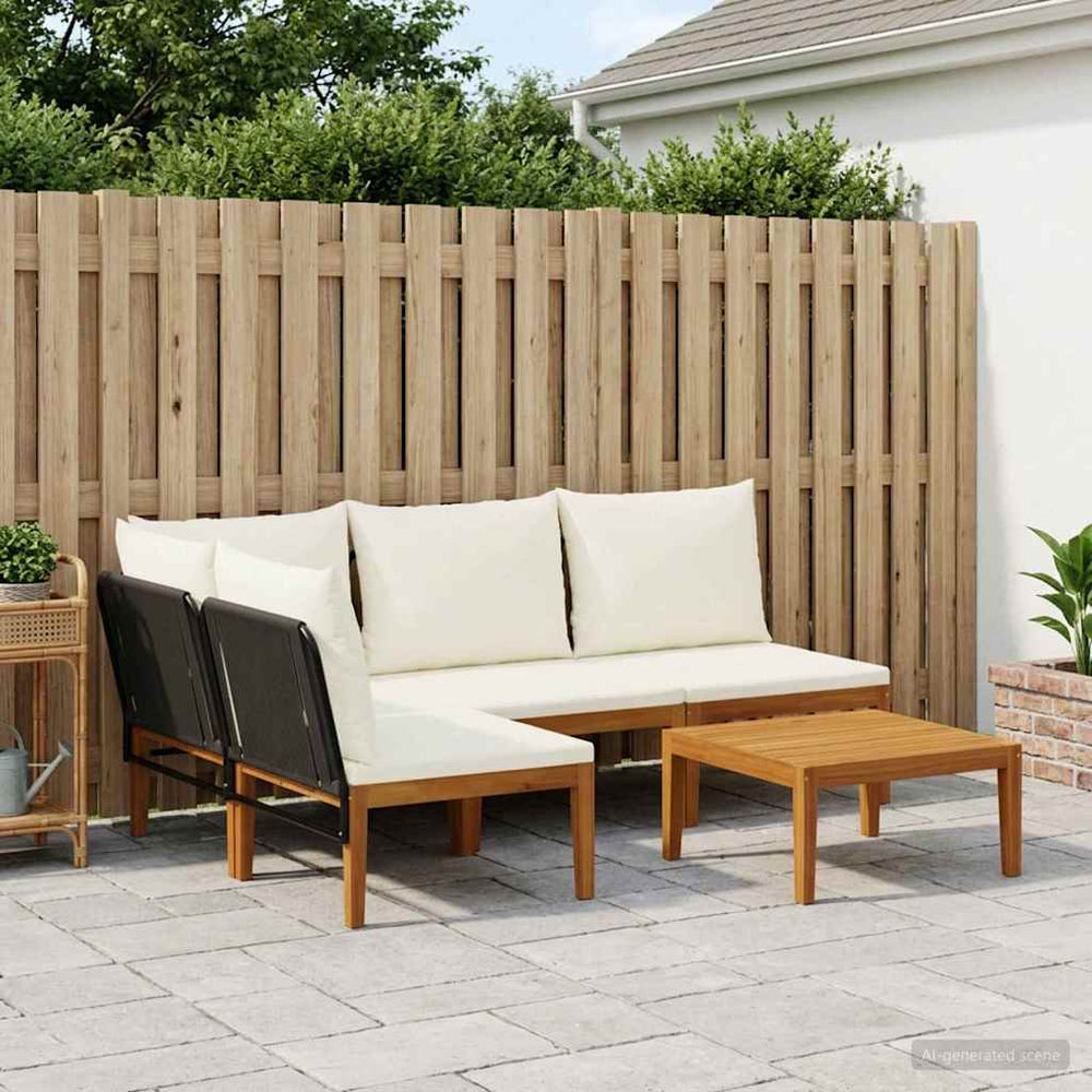 vidaXL 5 pcs Solid Acacia Wood & Rope Natural