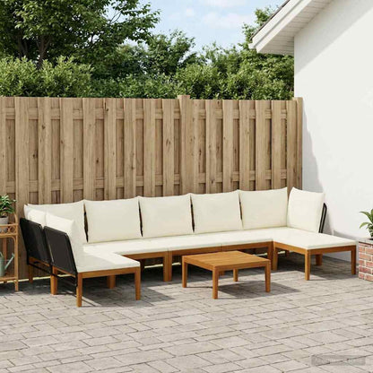 vidaXL 8 pcs Solid Acacia Wood & Rope Natural 1