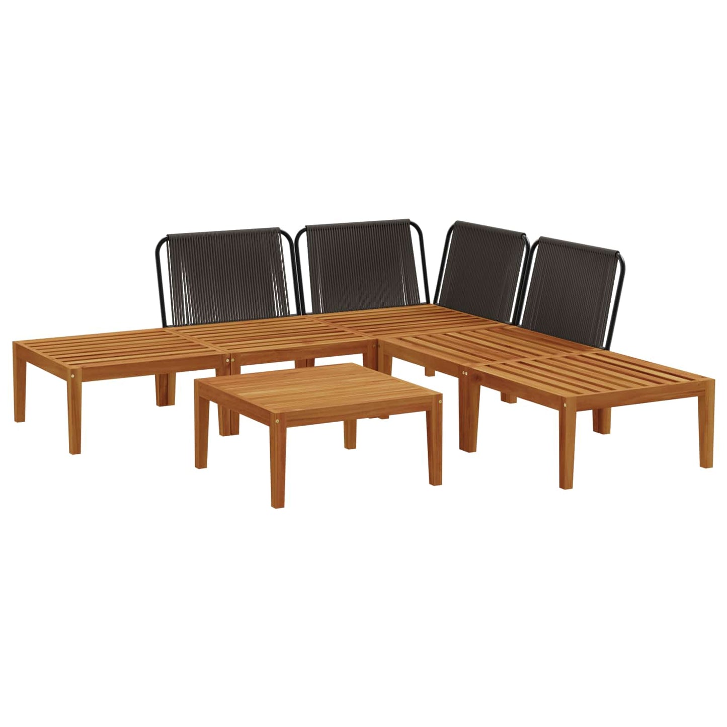 vidaXL 6 pcs Solid Acacia Wood & Rope Natural 4