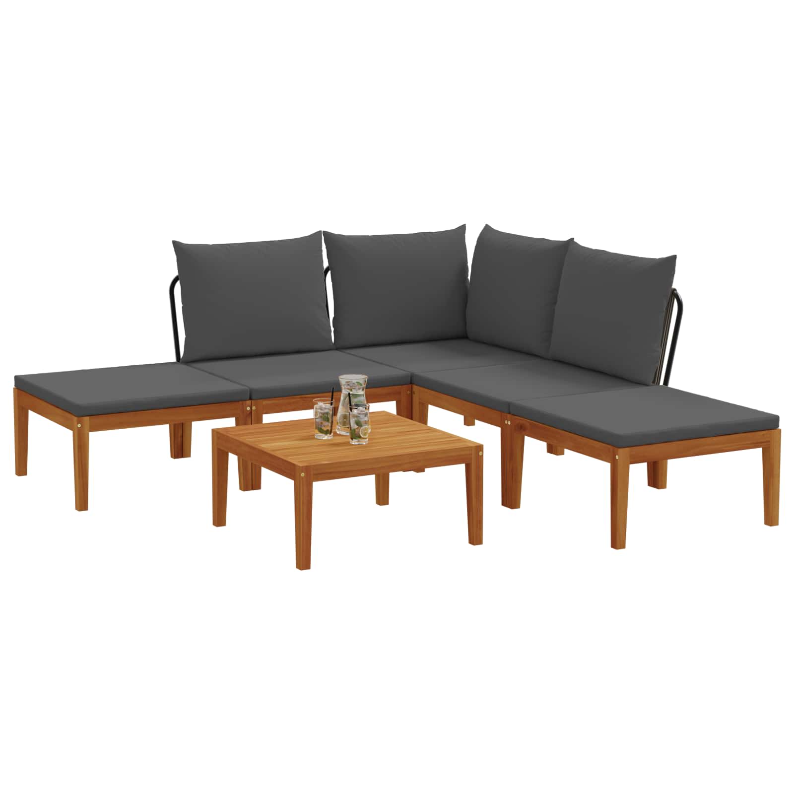 vidaXL 6 pcs Solid Acacia Wood & Rope Natural 3