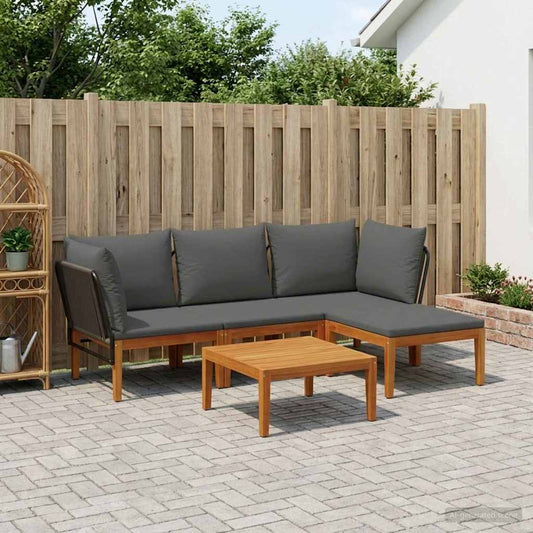 vidaXL 5 pcs Solid Acacia Wood & Rope Natural 1