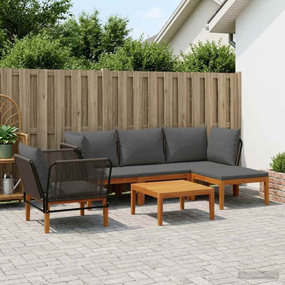 vidaXL 6 pcs Solid Acacia Wood & Rope Natural 1