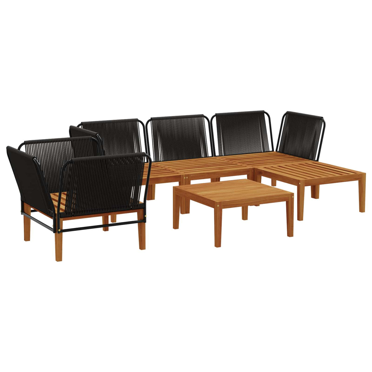 vidaXL 6 pcs Solid Acacia Wood & Rope Natural 4