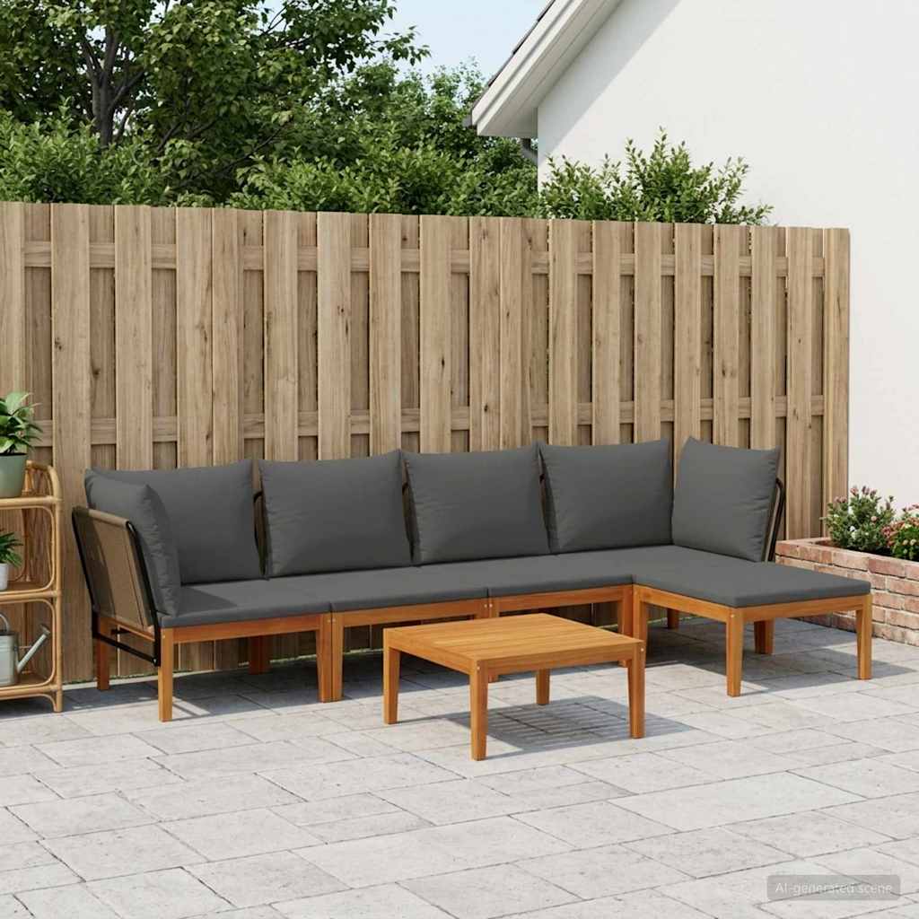 vidaXL 6 pcs Solid Acacia Wood & Rope Natural 1