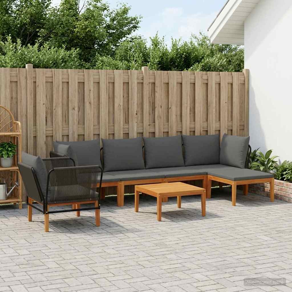 vidaXL 7 pcs Solid Acacia Wood & Rope Natural 1