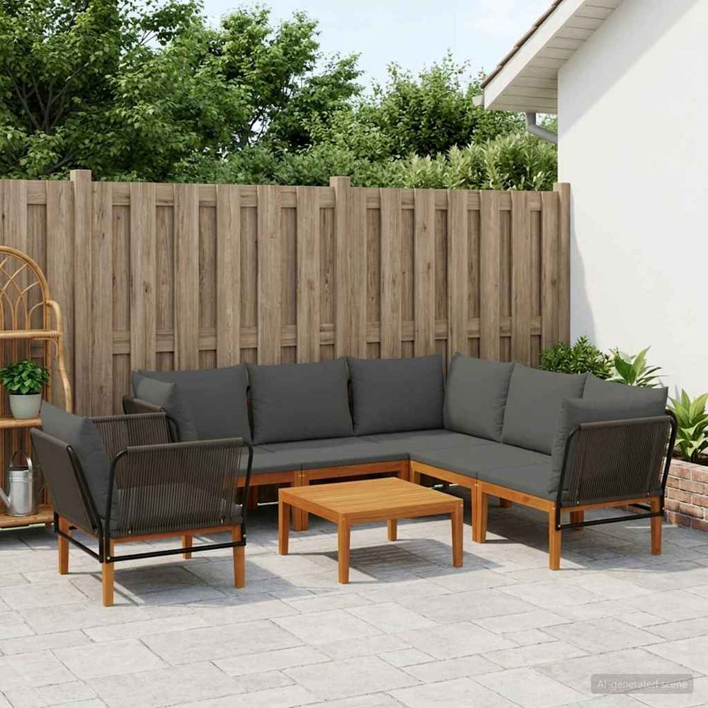 vidaXL 7 pcs Solid Acacia Wood & Rope Natural