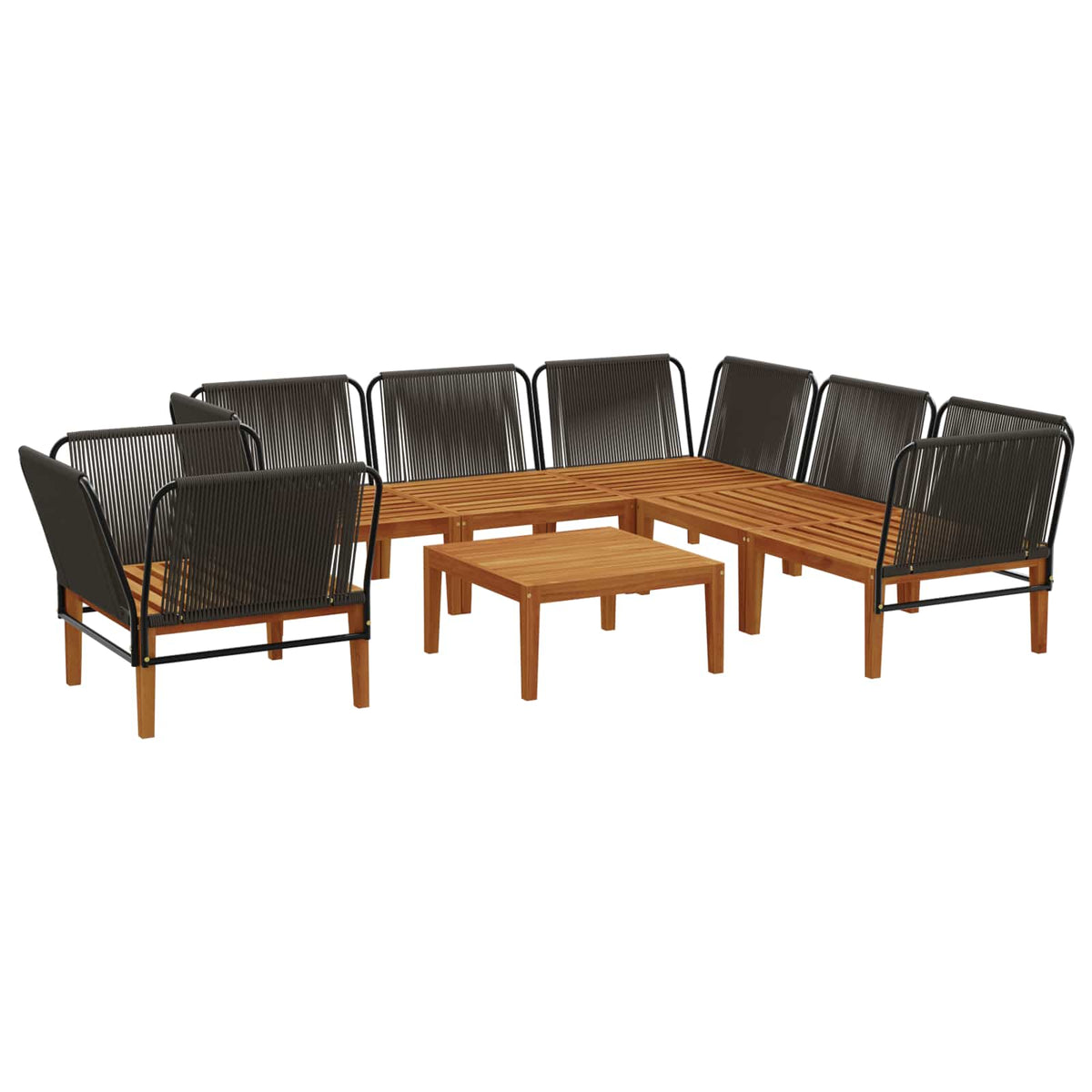 vidaXL 7 pcs Solid Acacia Wood & Rope Natural 4