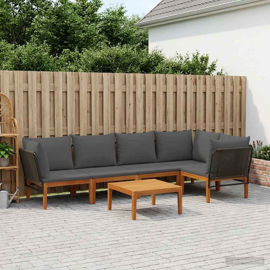 vidaXL 6 pcs Solid Acacia Wood & Rope Natural 1