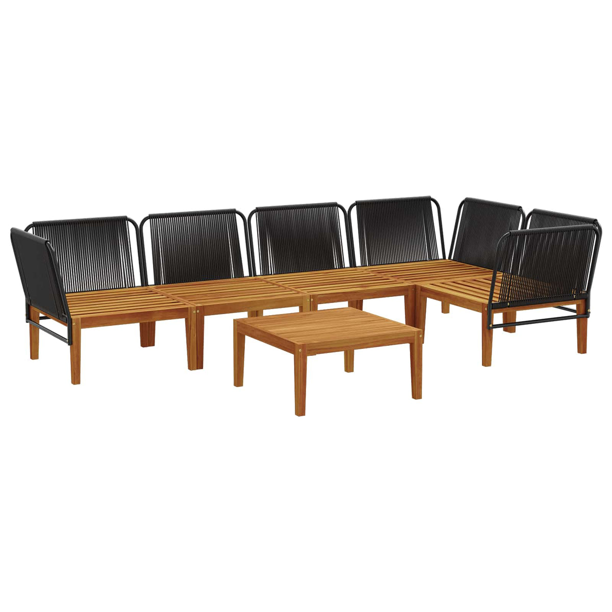 vidaXL 6 pcs Solid Acacia Wood & Rope Natural 4