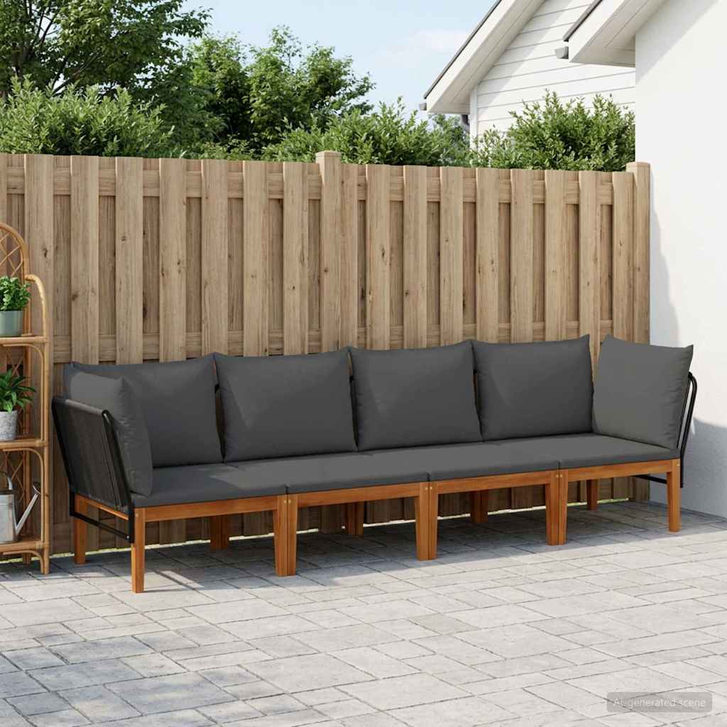 vidaXL 4 pcs Solid Acacia Wood & Rope Natural 1
