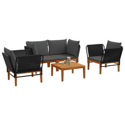 vidaXL 5 pcs Solid Acacia Wood & Rope Natural 3