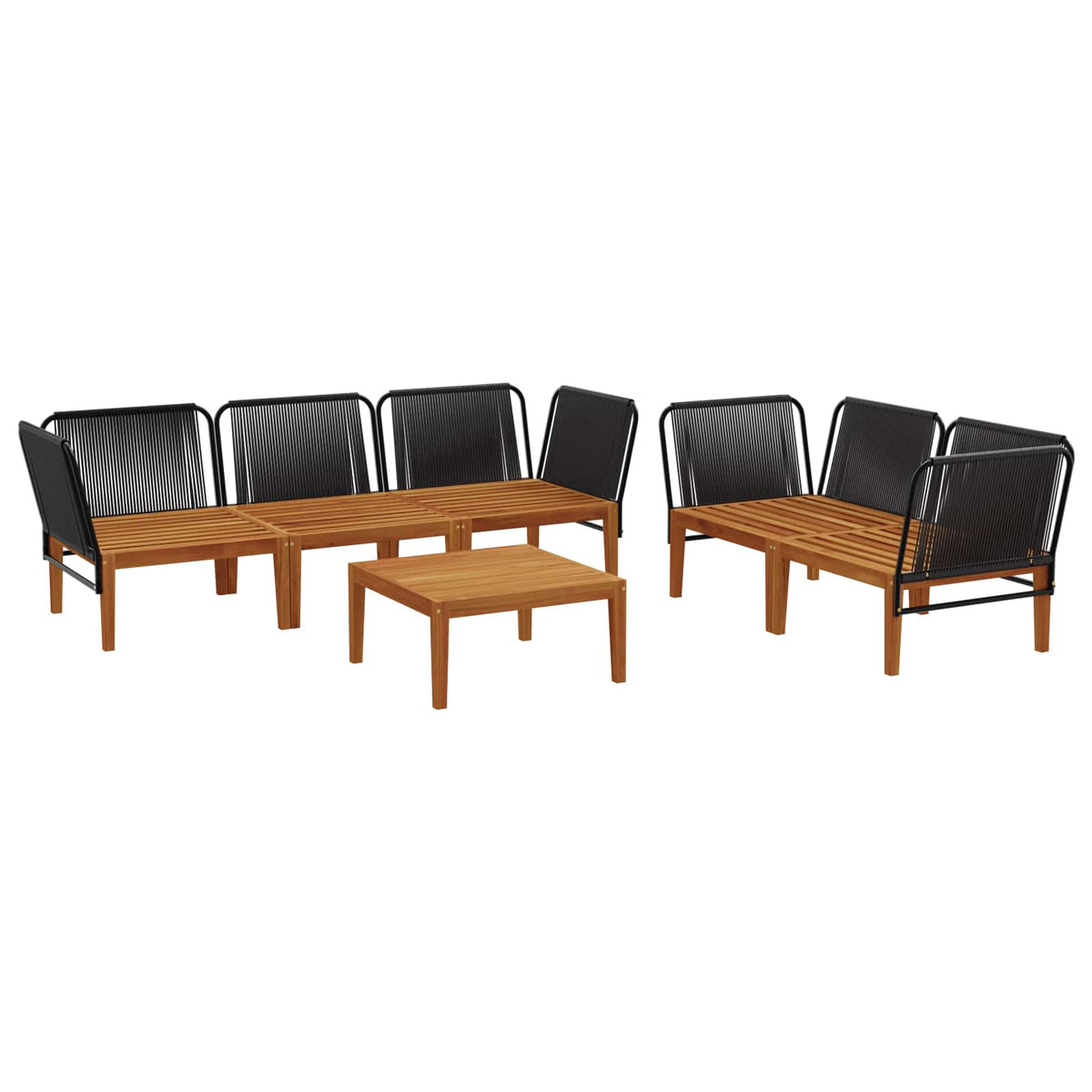 vidaXL 6 pcs Solid Acacia Wood & Rope Natural 4