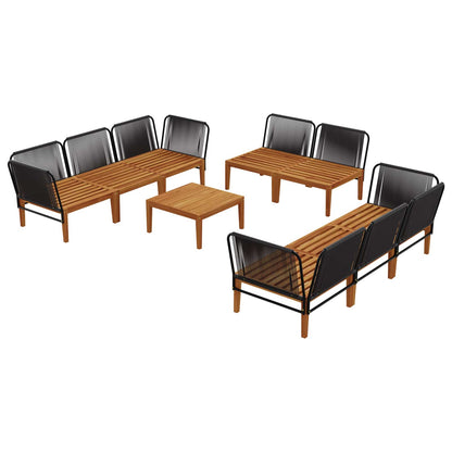 vidaXL 9 pcs Solid Acacia Wood & Rope Natural 4