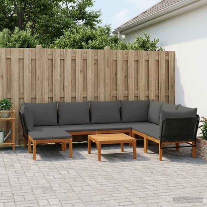 vidaXL 8 pcs Solid Acacia Wood & Rope Natural 1