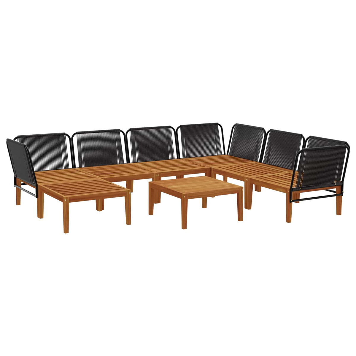 vidaXL 8 pcs Solid Acacia Wood & Rope Natural 4