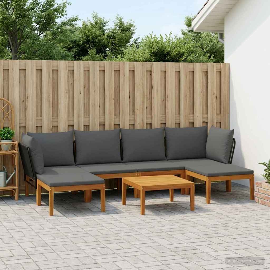 vidaXL 7 pcs Solid Acacia Wood & Rope Natural 1