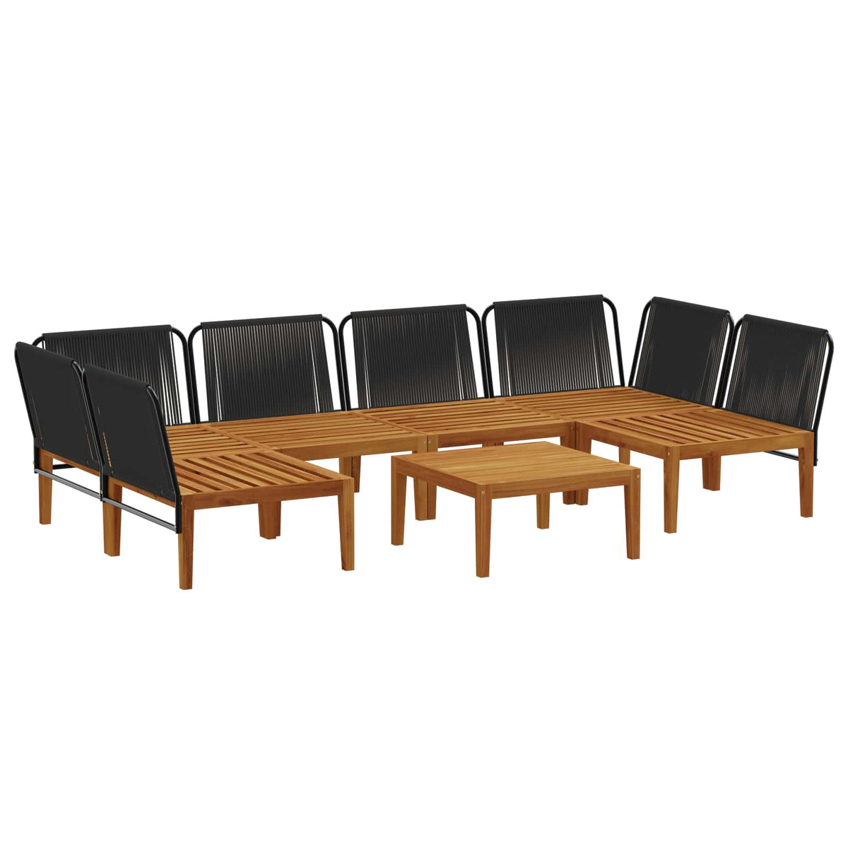 vidaXL 7 pcs Solid Acacia Wood & Rope Natural 4