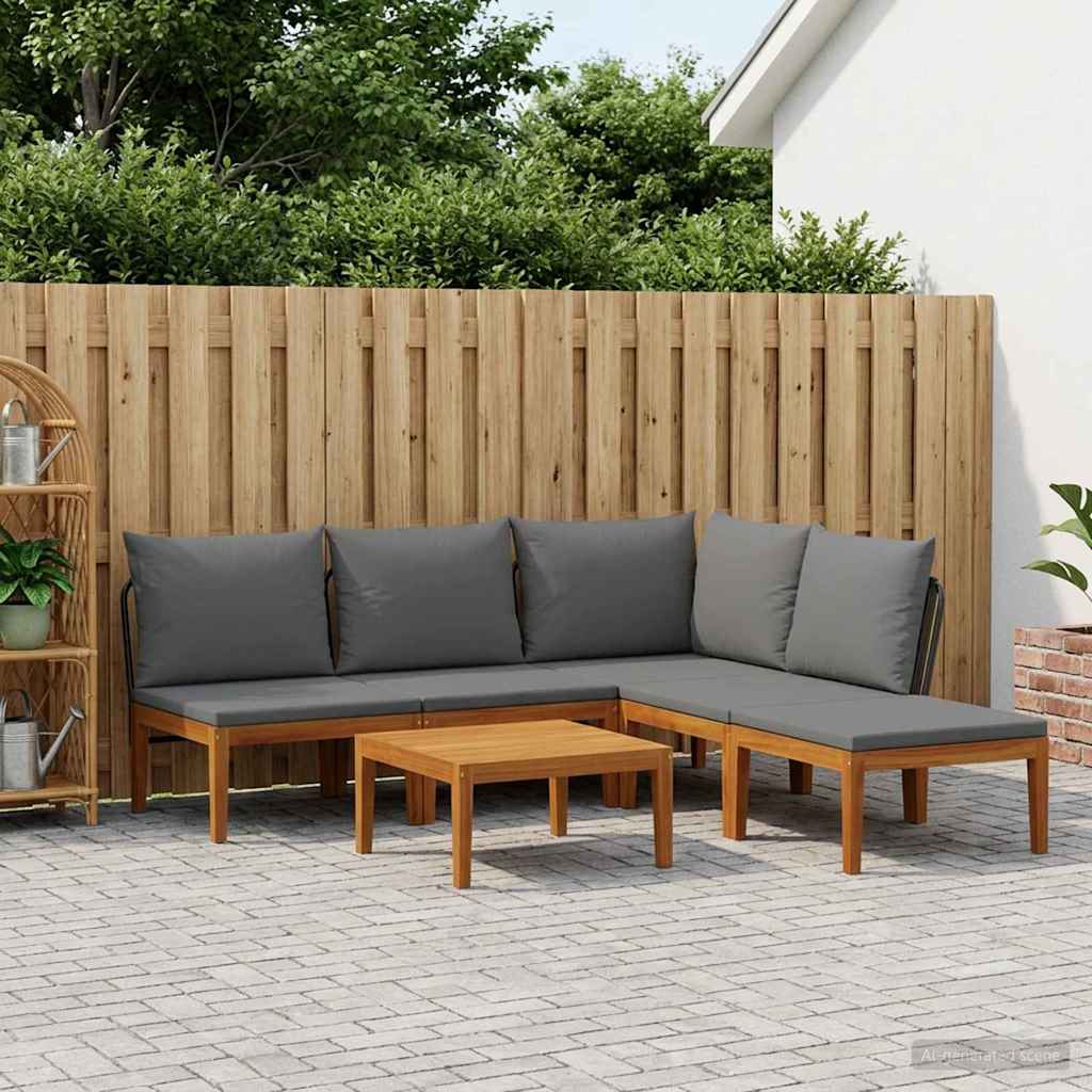 vidaXL 6 pcs Solid Acacia Wood & Rope Natural 1