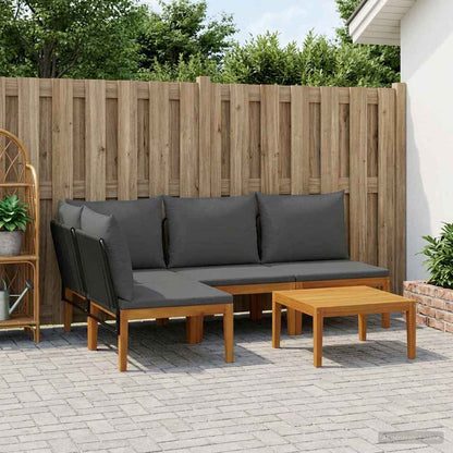 vidaXL 5 pcs Solid Acacia Wood & Rope Natural 1