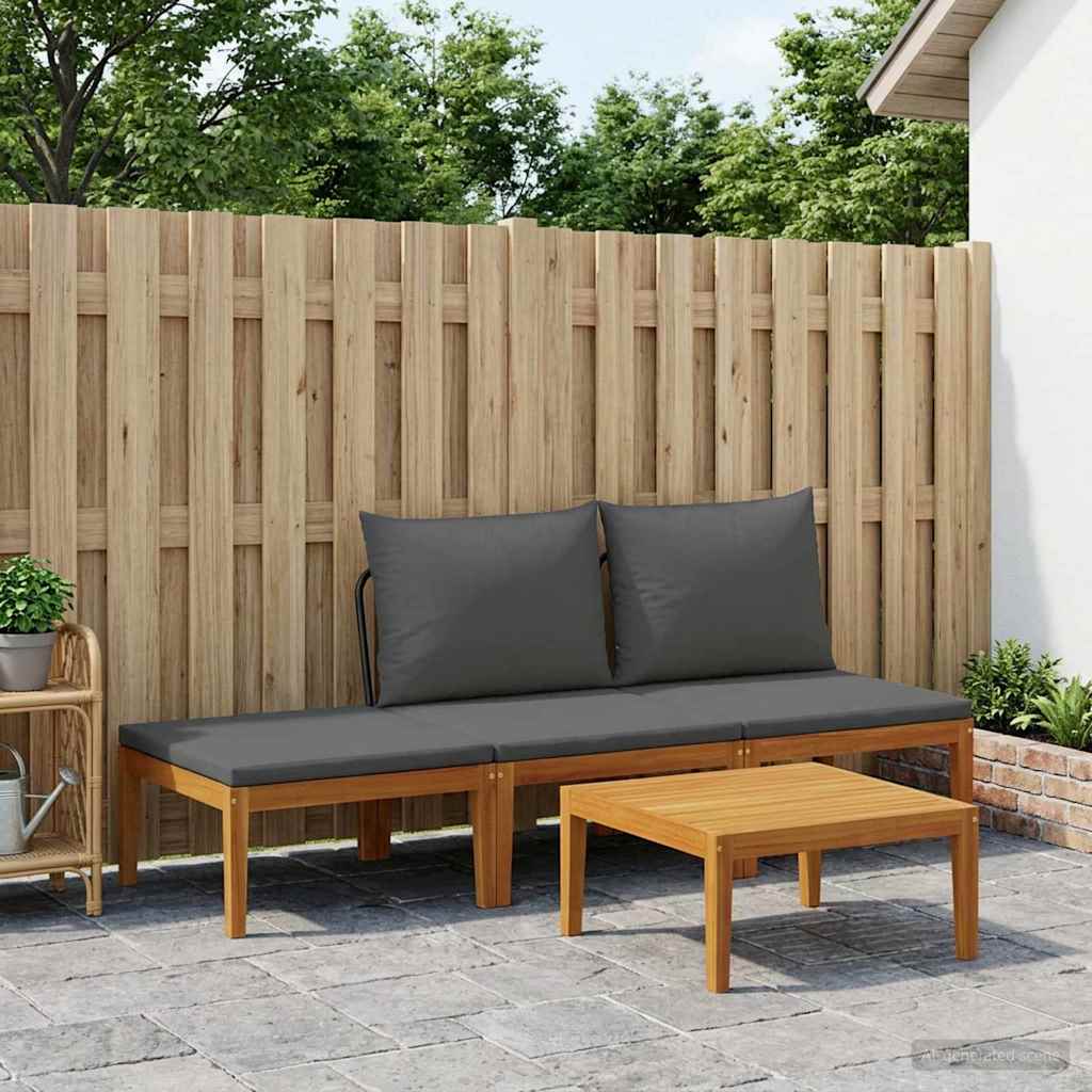vidaXL 6 pcs Solid Acacia Wood & Rope Natural Black and Anthracite