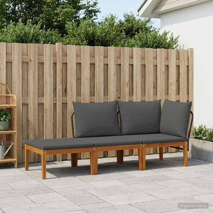 vidaXL 6 pcs Solid Acacia Wood & Rope Natural Black and Anthracite