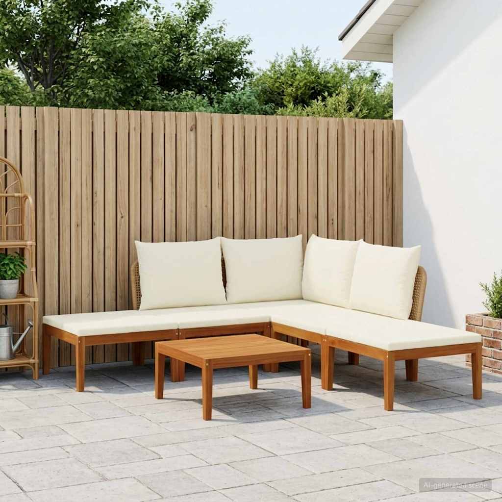 vidaXL 6 pcs Solid Acacia Wood & Rope Natural 1